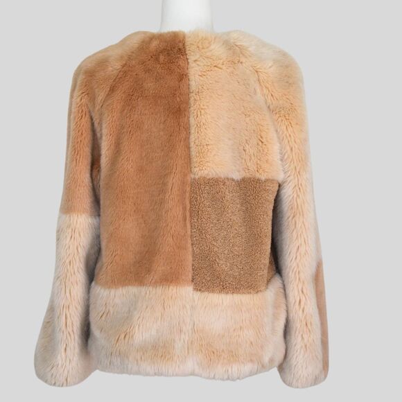 ZARA TRF COLLECTION Women's Faux Fur Patchwork Jacket Brown / Cream Size M - Picture 3 of 8
